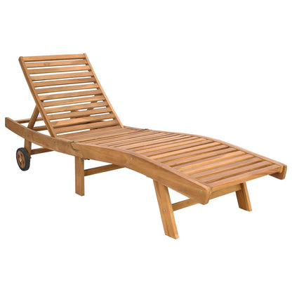 vidaXL Sun Lounger Brown Solid Teak Wood