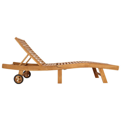 vidaXL Sun Lounger Brown Solid Teak Wood