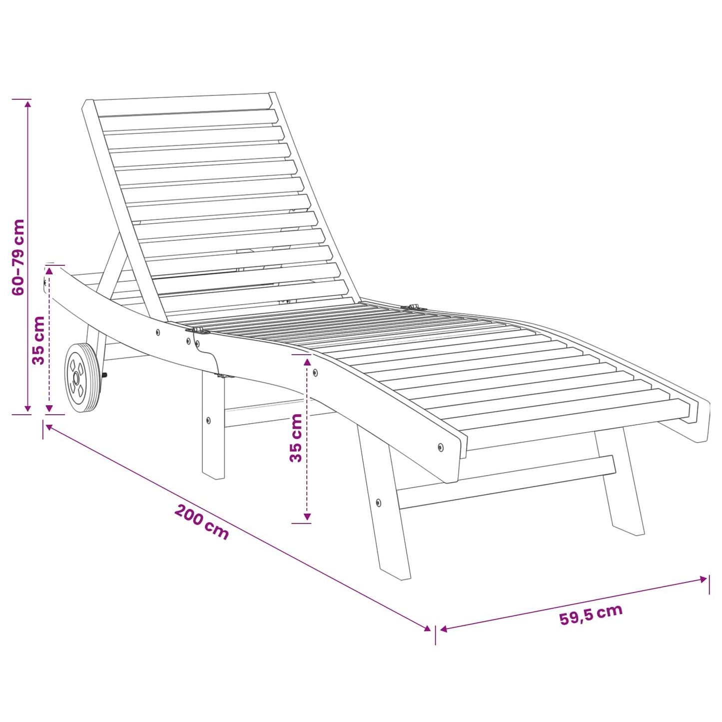 vidaXL Sun Lounger Brown Solid Teak Wood