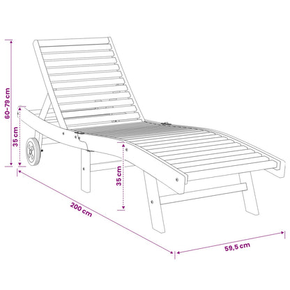 vidaXL Sun Lounger Brown Solid Teak Wood