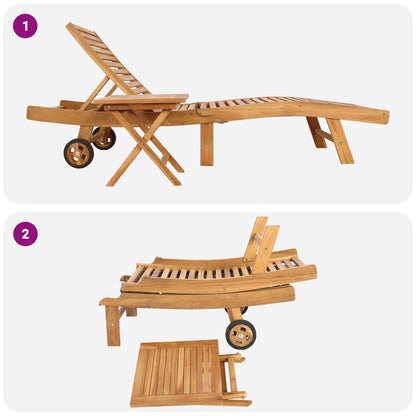 vidaXL Sun Lounger 2 pcs Brown Solid Teak Wood