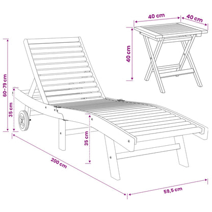 vidaXL Sun Lounger 2 pcs Brown Solid Teak Wood