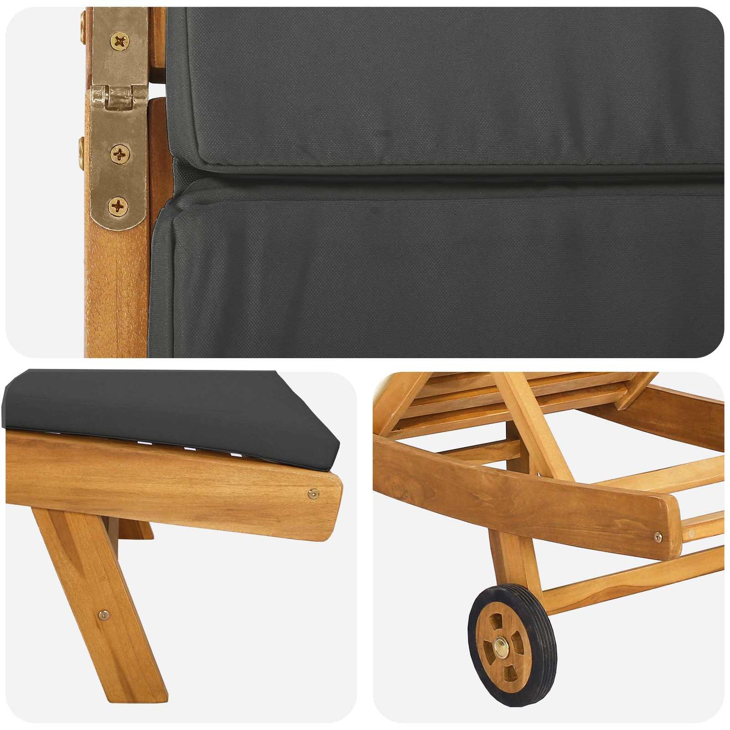 vidaXL Sun Lounger Brown and Dark Grey Polyester