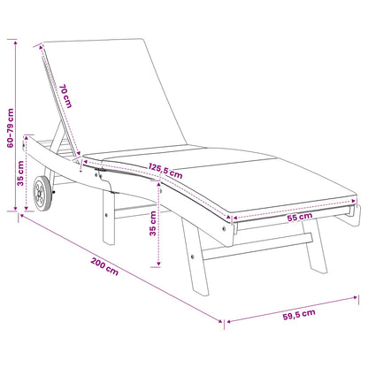 vidaXL Sun Lounger Brown and Dark Grey Polyester