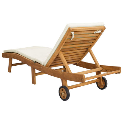 vidaXL Sun Lounger Brown and Cream Polyester