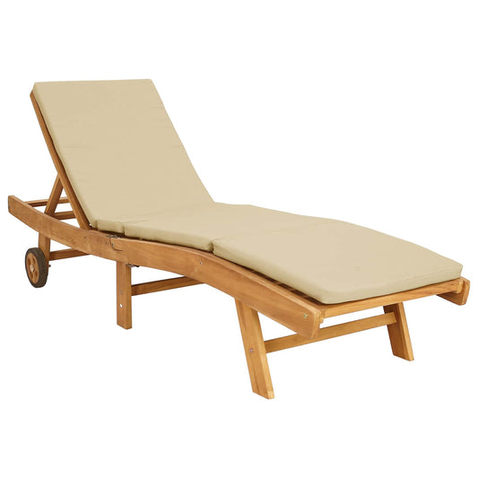 vidaXL Sun Lounger Brown and Beige Polyester