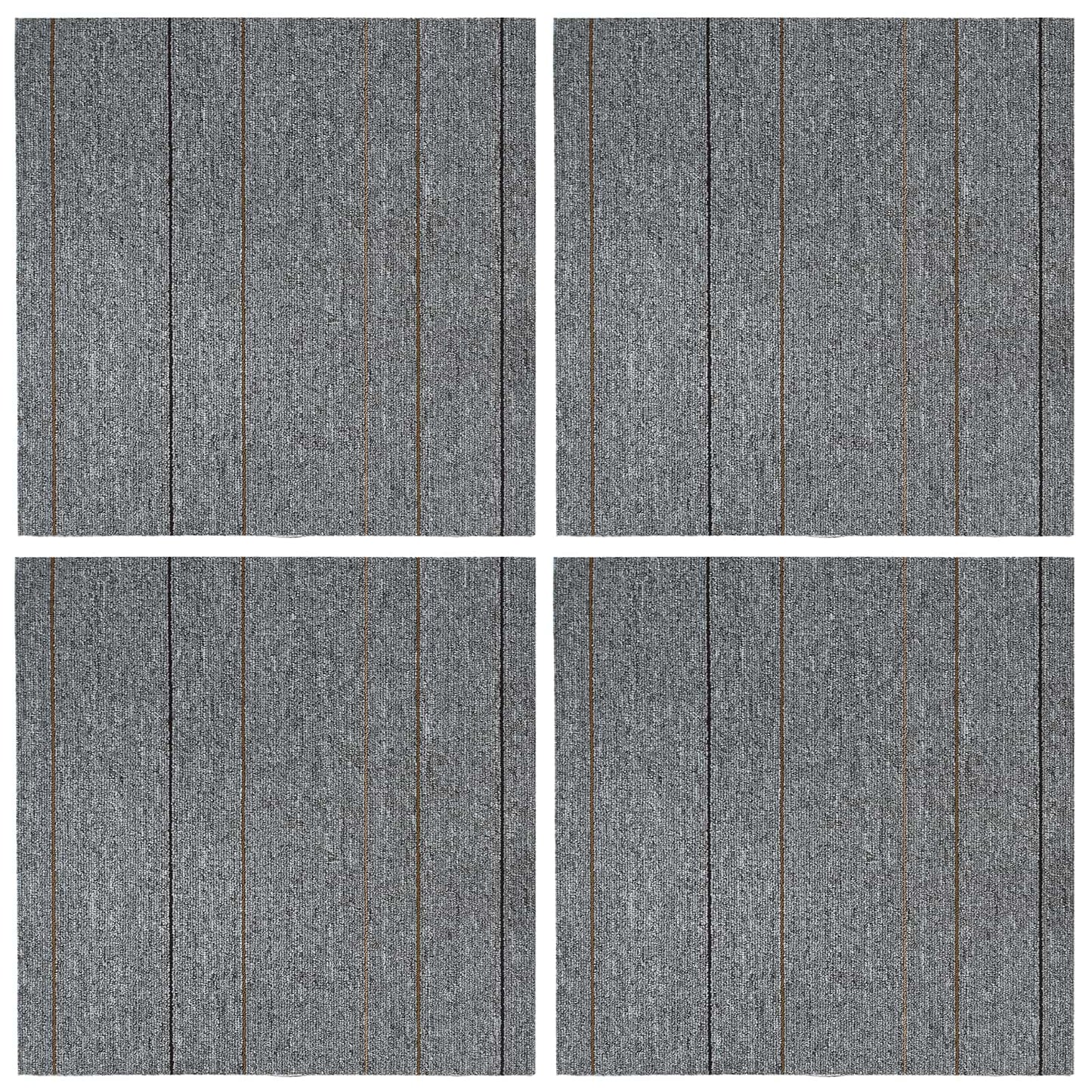 vidaXL Carpet Tile Light Grey with Stripe 50 x 50 cm 4 pcs