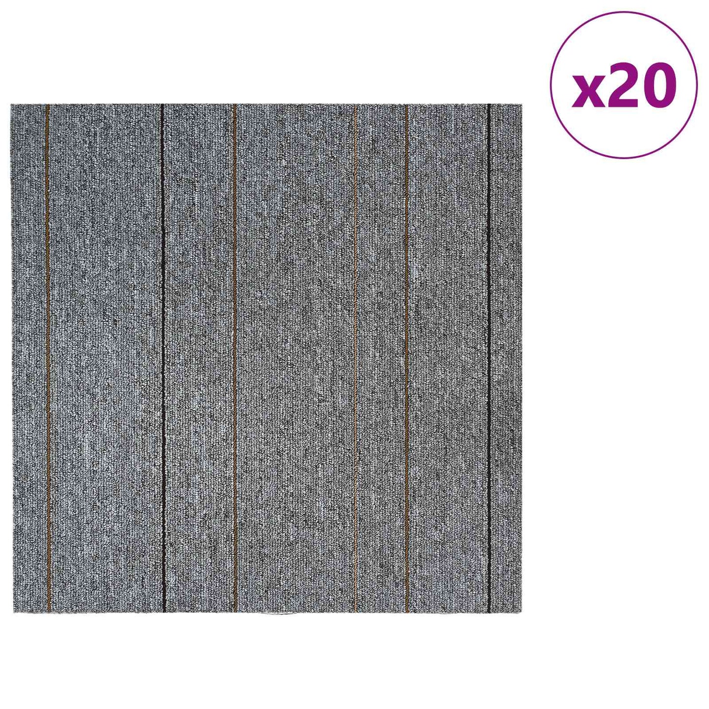 vidaXL Carpet Tile Light Grey with Stripes 50 x 50 cm 20 pcs