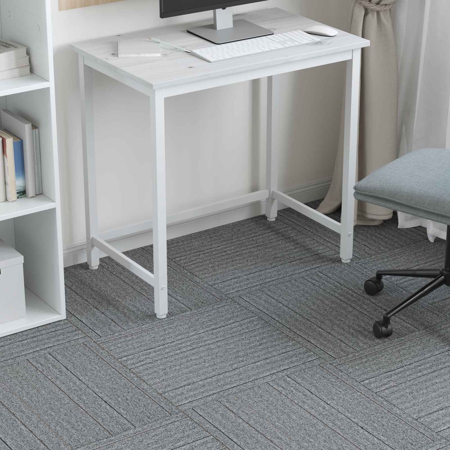 vidaXL Carpet Tile Light Grey with Stripes 50 x 50 cm 36 pcs
