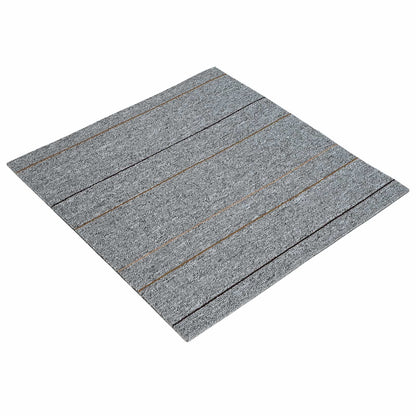 vidaXL Carpet Tile Light Grey with Stripes 50 x 50 cm 36 pcs
