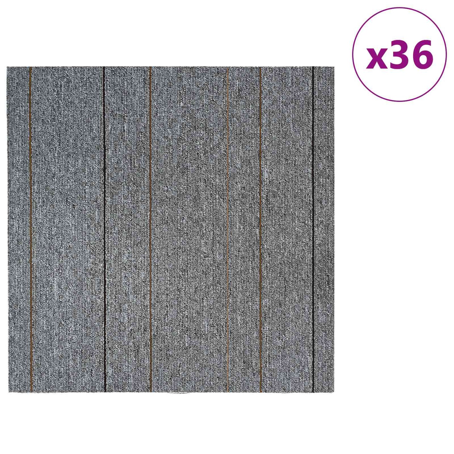 vidaXL Carpet Tile Light Grey with Stripes 50 x 50 cm 36 pcs