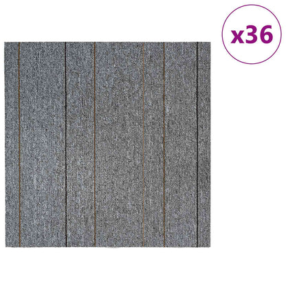 vidaXL Carpet Tile Light Grey with Stripes 50 x 50 cm 36 pcs