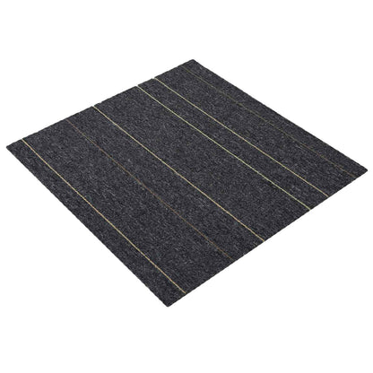 vidaXL Carpet Tile Dark Grey with Stripes 50 x 50 cm 20 pcs