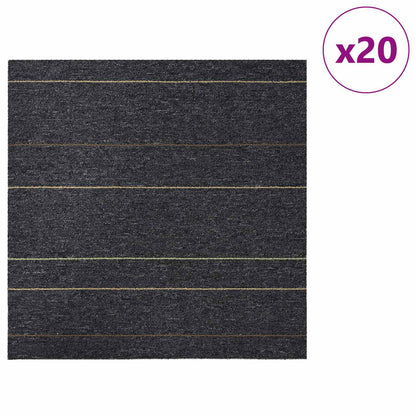 vidaXL Carpet Tile Dark Grey with Stripes 50 x 50 cm 20 pcs