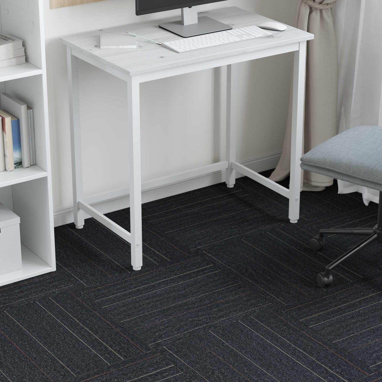 vidaXL Carpet Tile Dark Grey with Stripes 50 x 50 cm 36 pcs