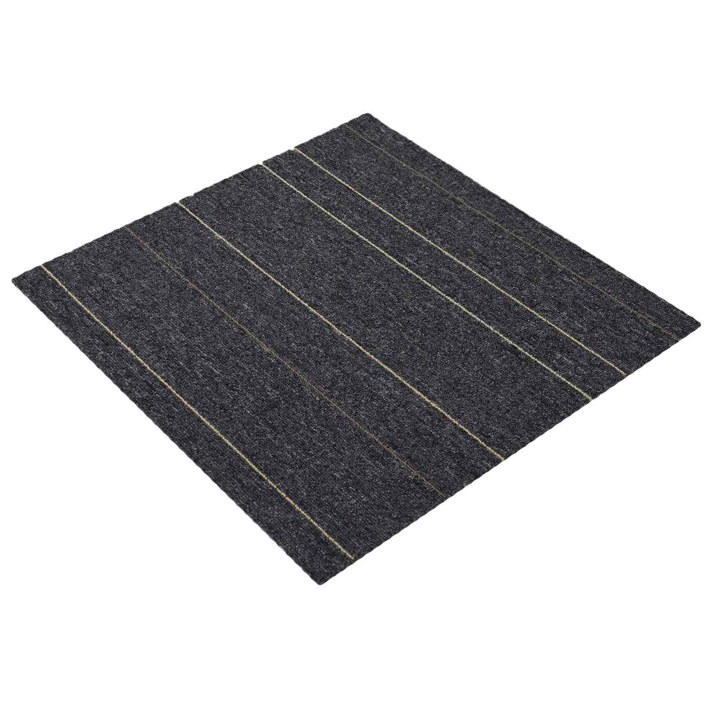 vidaXL Carpet Tile Dark Grey with Stripes 50 x 50 cm 36 pcs