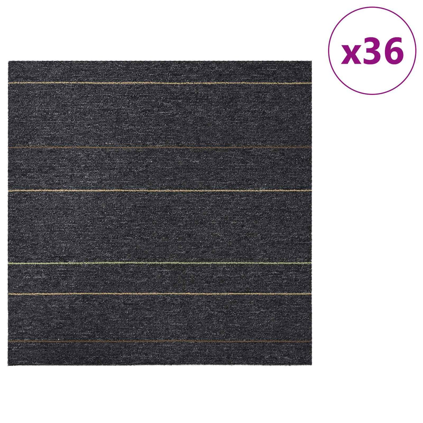 vidaXL Carpet Tile Dark Grey with Stripes 50 x 50 cm 36 pcs