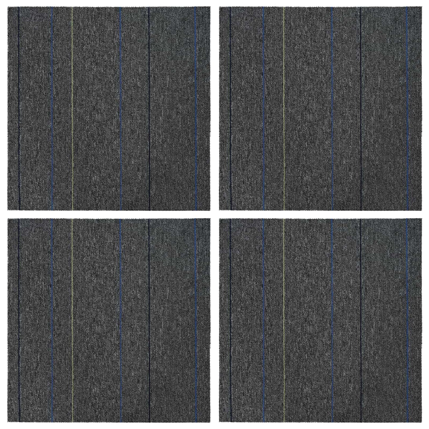 vidaXL Carpet Tile Medium Grey with Stripes 50 x 50 cm 4 pcs