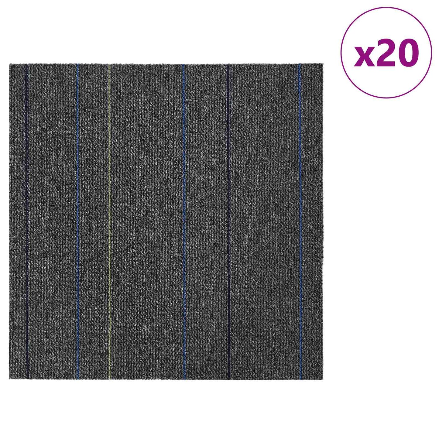 vidaXL Carpet Tile Medium Grey with Stripes 50 x 50 cm 20 pcs