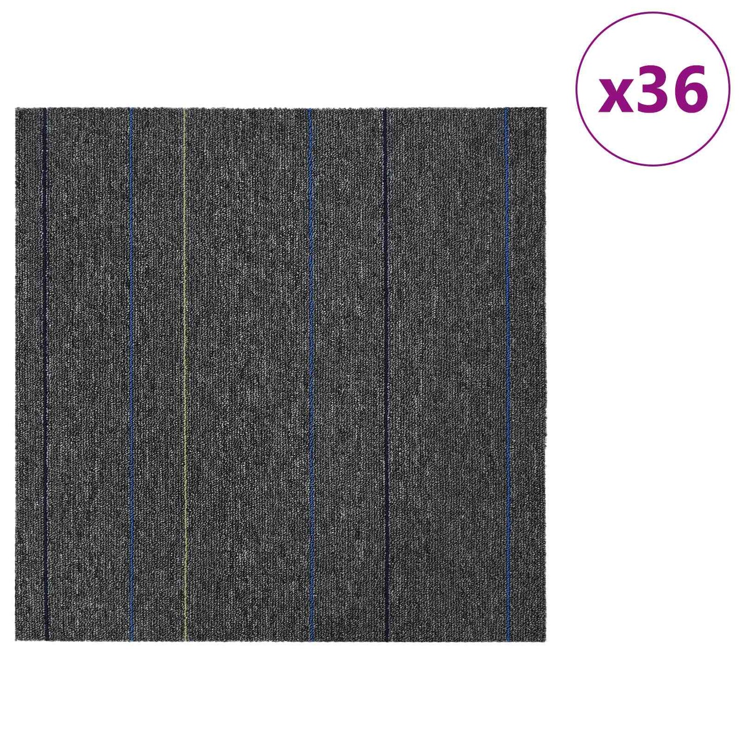 vidaXL Carpet Tile Medium Grey with Stripes 50 x 50 cm 36 pcs