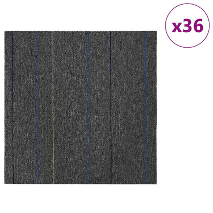 vidaXL Carpet Tile Medium Grey with Stripes 50 x 50 cm 36 pcs
