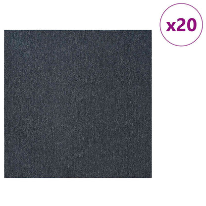 vidaXL Carpet Tile Blue Grey 50 x 50 cm 20 pcs PP and Bitumen
