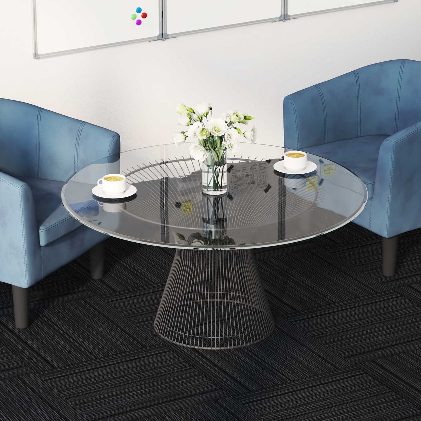 vidaXL Carpet Tile Striped Light Grey 50 x 50 cm 20 pcs PP and Bitumen