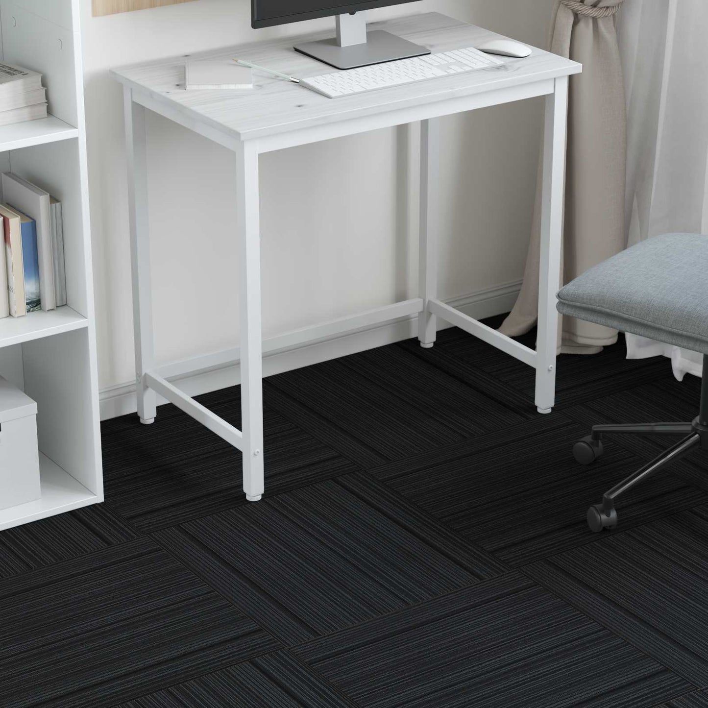 vidaXL Carpet Tile Striped Light Grey 50 x 50 cm 20 pcs PP and Bitumen
