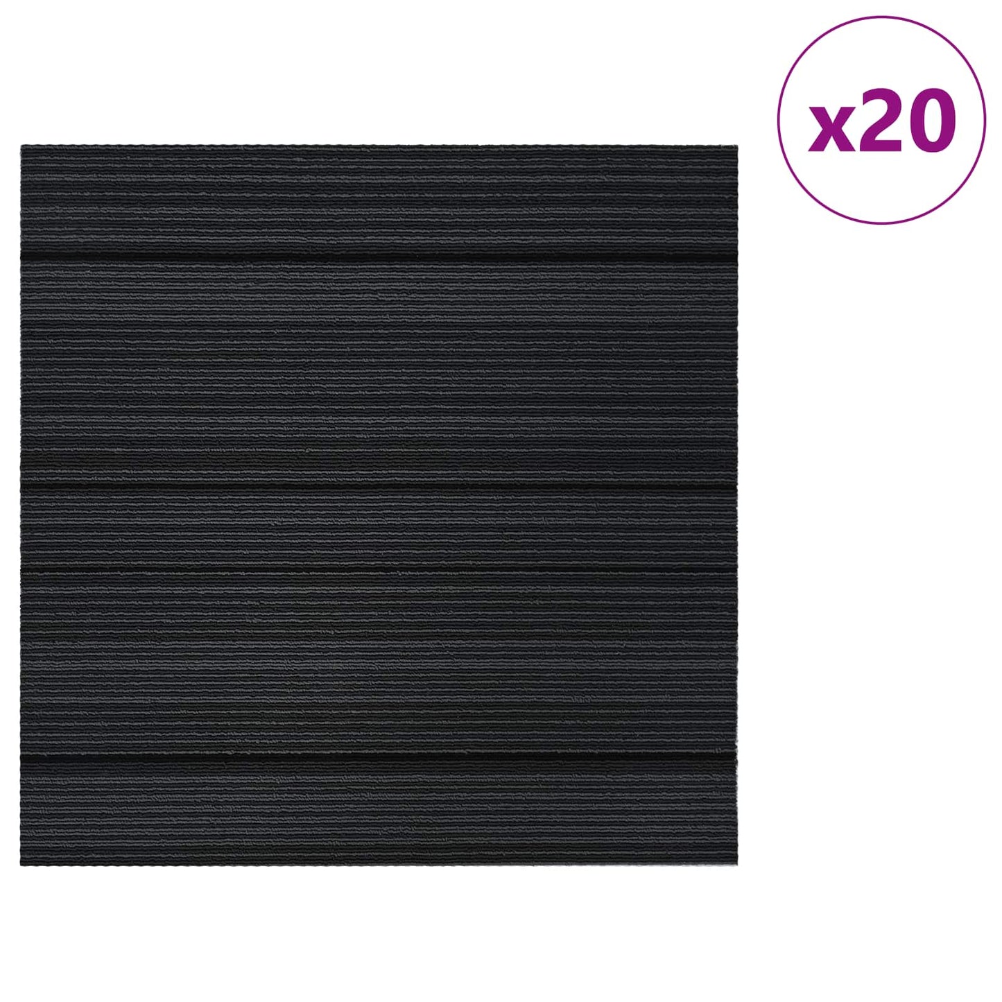 vidaXL Carpet Tile Striped Light Grey 50 x 50 cm 20 pcs PP and Bitumen