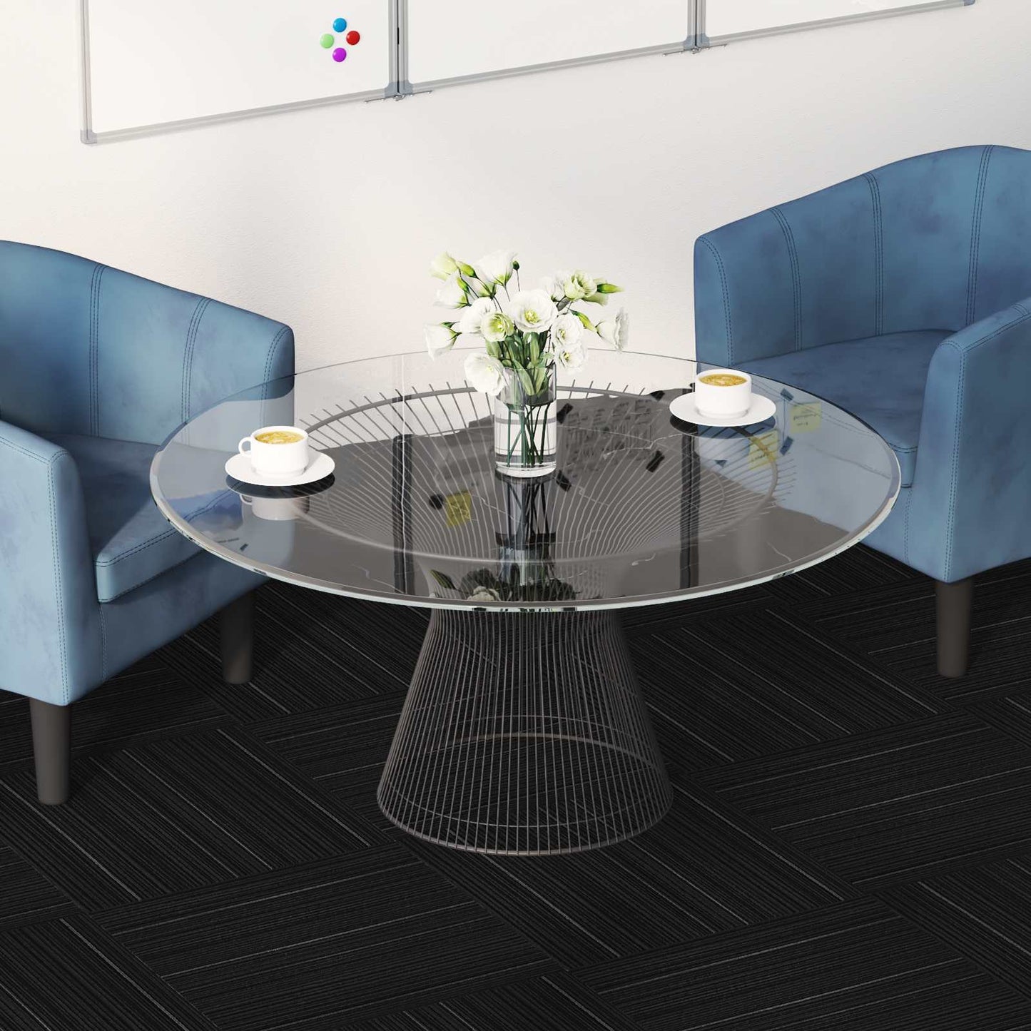 vidaXL Carpet Tile Striped Dark Grey 50 x 50 cm 4 pcs PP and Bitumen