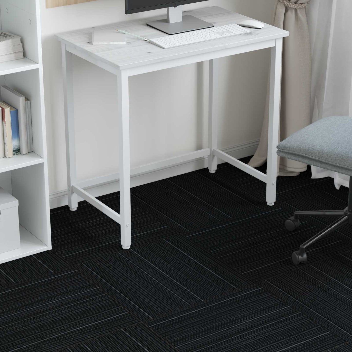 vidaXL Carpet Tile Striped Dark Grey 50 x 50 cm 4 pcs PP and Bitumen