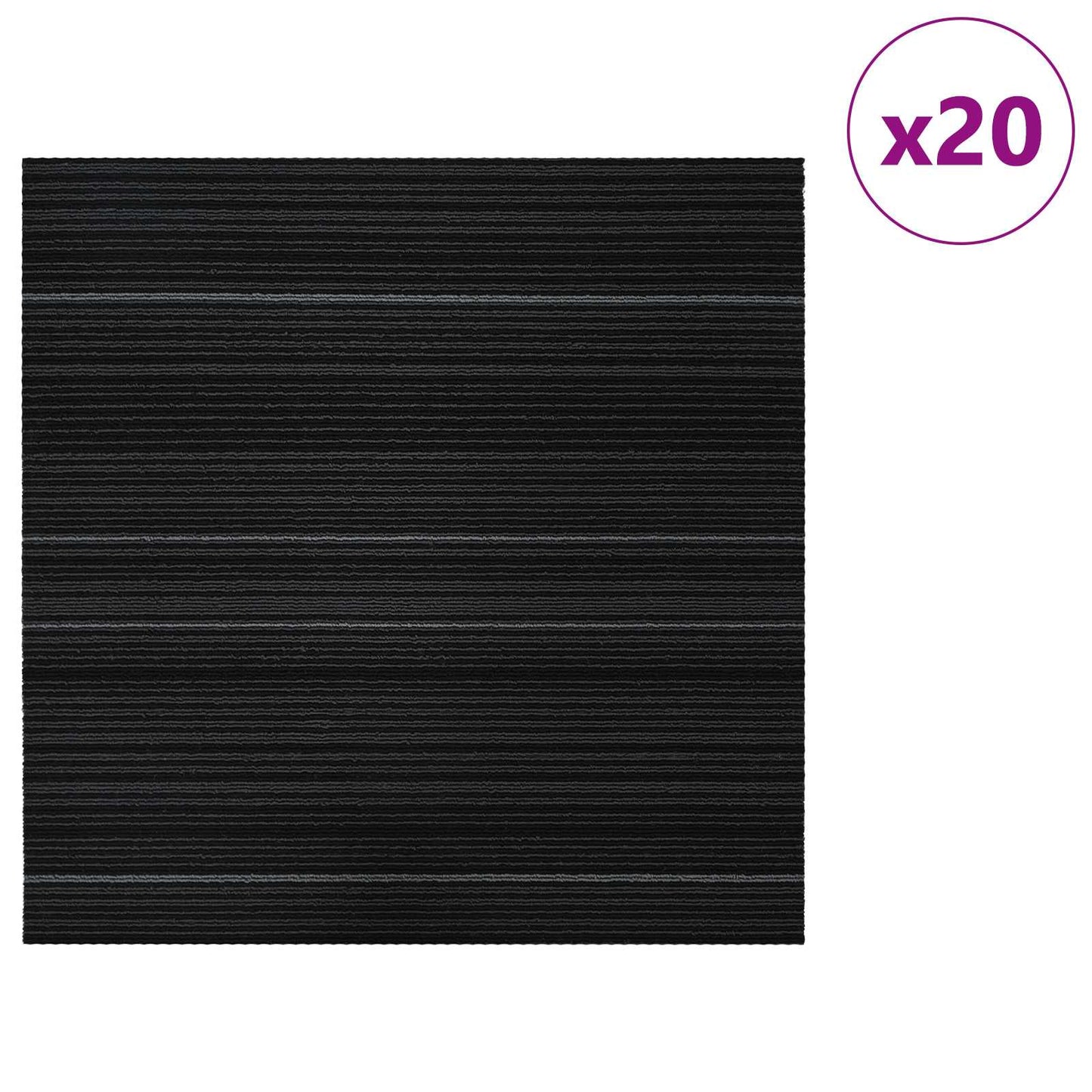 vidaXL Carpet Tile Striped Dark Grey 50 x 50 cm 20 pcs PP and Bitumen