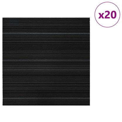 vidaXL Carpet Tile Striped Dark Grey 50 x 50 cm 20 pcs PP and Bitumen