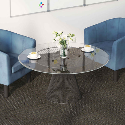 vidaXL Carpet Tile Striped Light Brown 50 x 50 cm 4 pcs PP and Bitumen