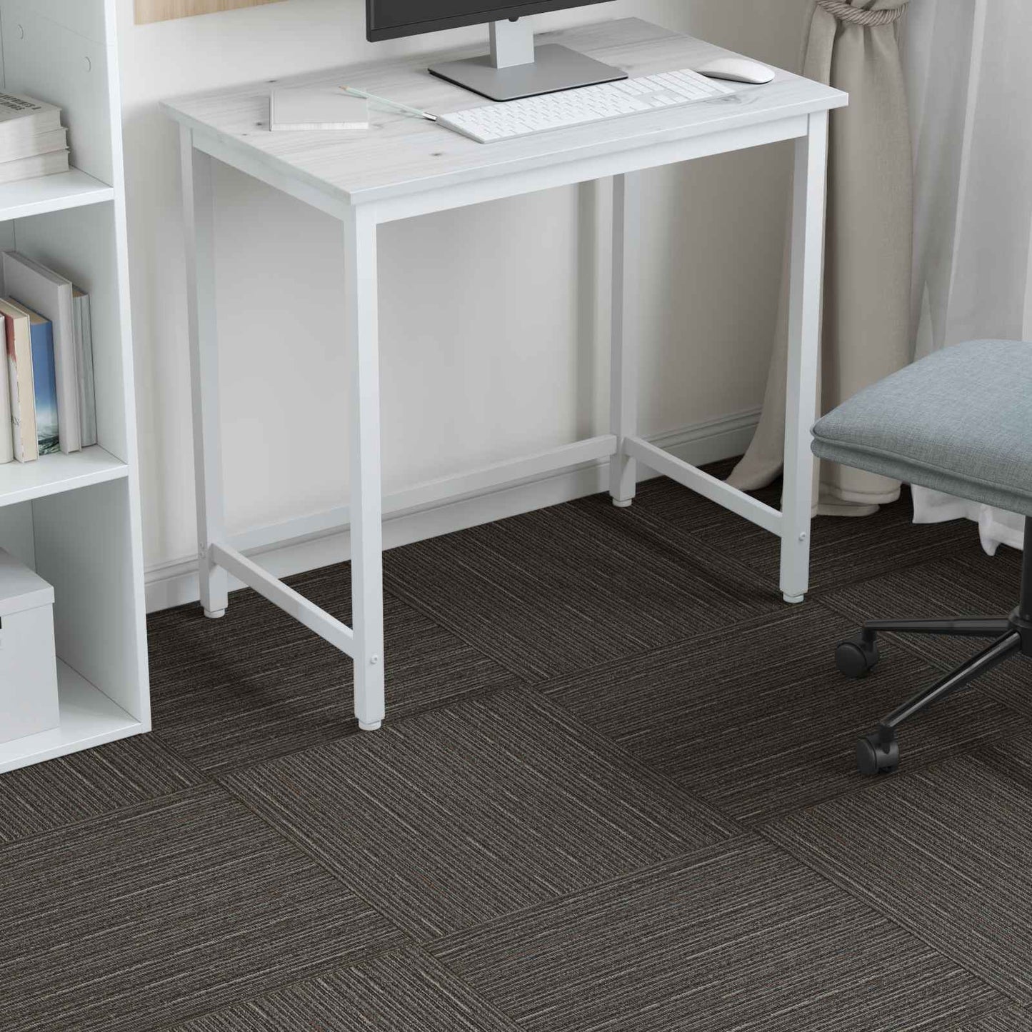 vidaXL Carpet Tile Striped Dark Brown 50 x 50 cm 4 pcs PP and Bitumen