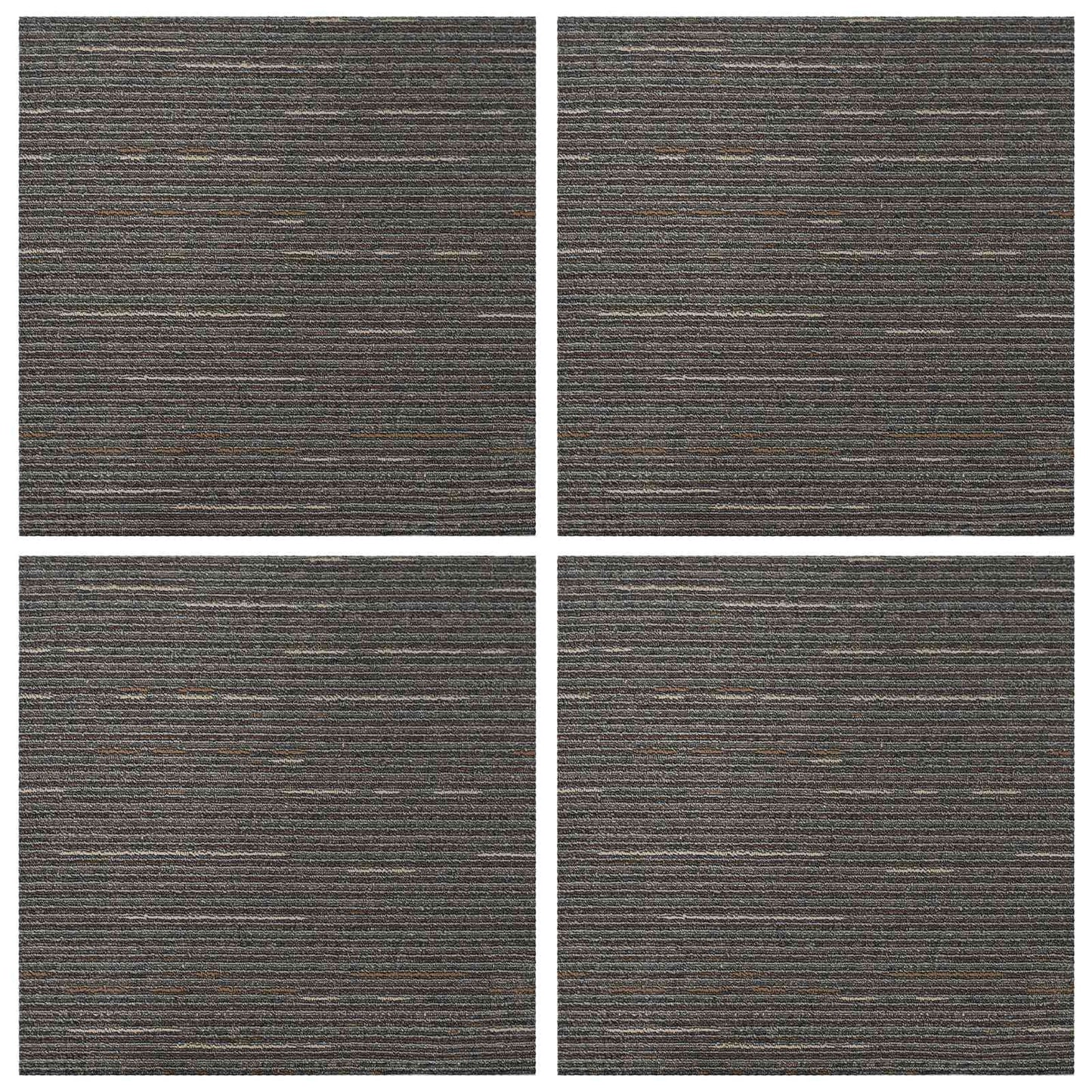 vidaXL Carpet Tile Striped Dark Brown 50 x 50 cm 4 pcs PP and Bitumen