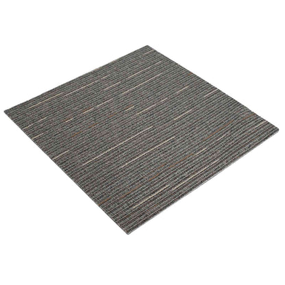 vidaXL Carpet Tile Striped Dark Brown 50 x 50 cm 20 pcs PP and Bitumen