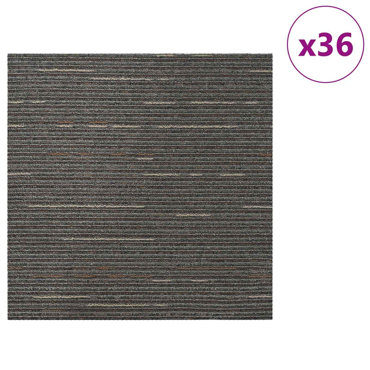 vidaXL Carpet Tile Striped Dark Brown 50 x 50 cm 36 pcs PP and Bitumen