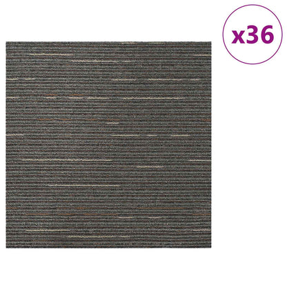 vidaXL Carpet Tile Striped Dark Brown 50 x 50 cm 36 pcs PP and Bitumen