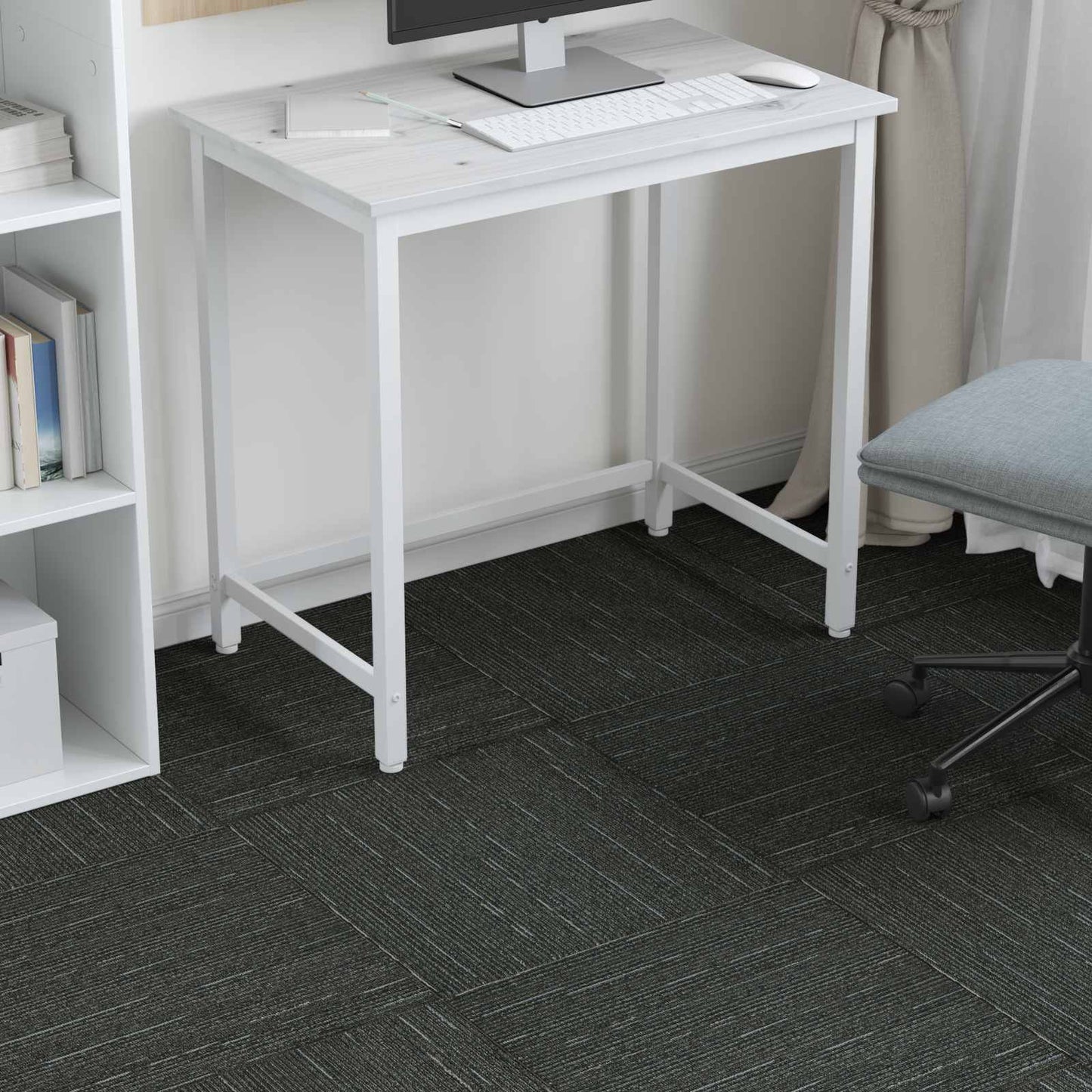 vidaXL Carpet Tile Striped Light Green 50 x 50 cm 20 pcs