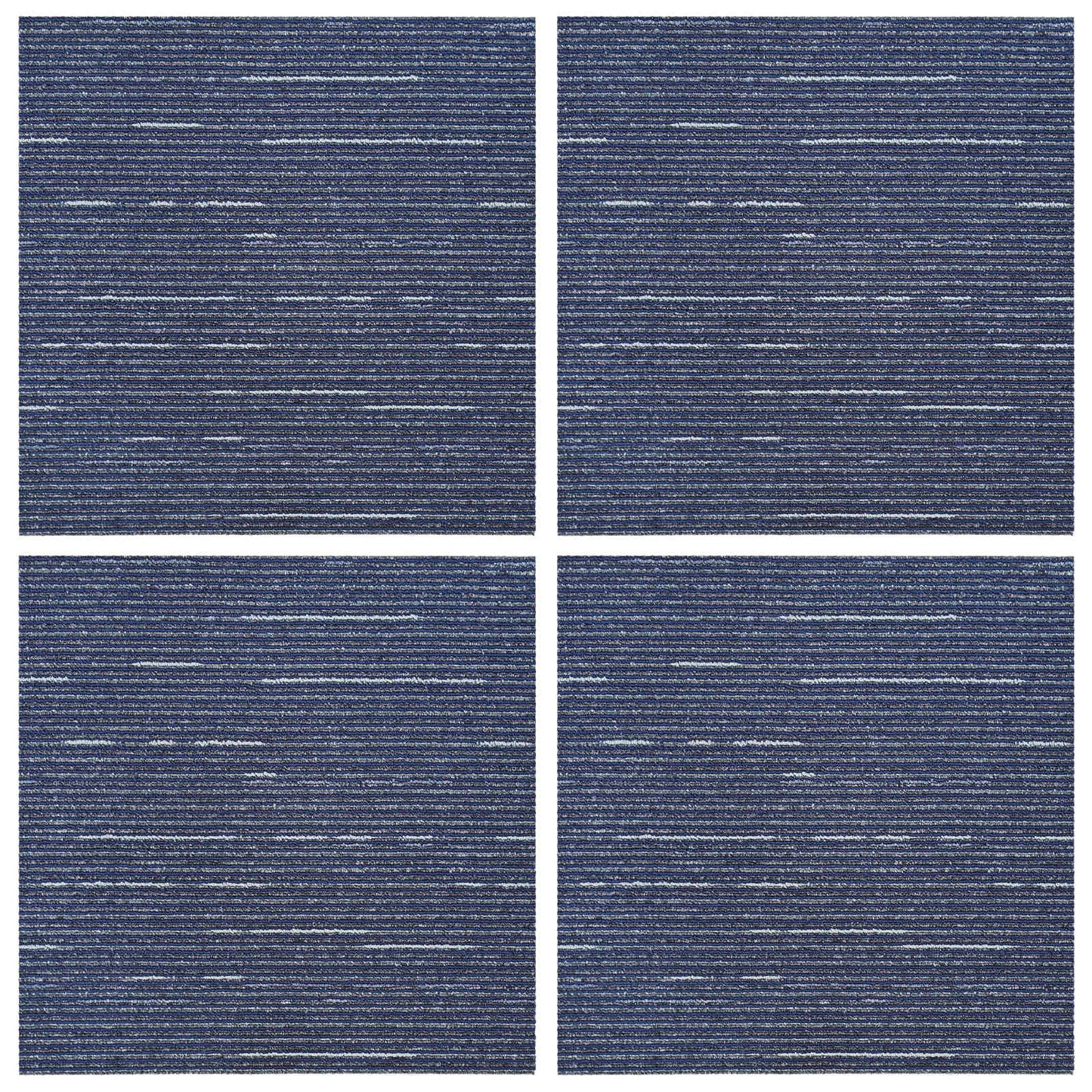 vidaXL Carpet Tile Striped Blue 50 x 50 cm 4 pcs PP and Bitumen