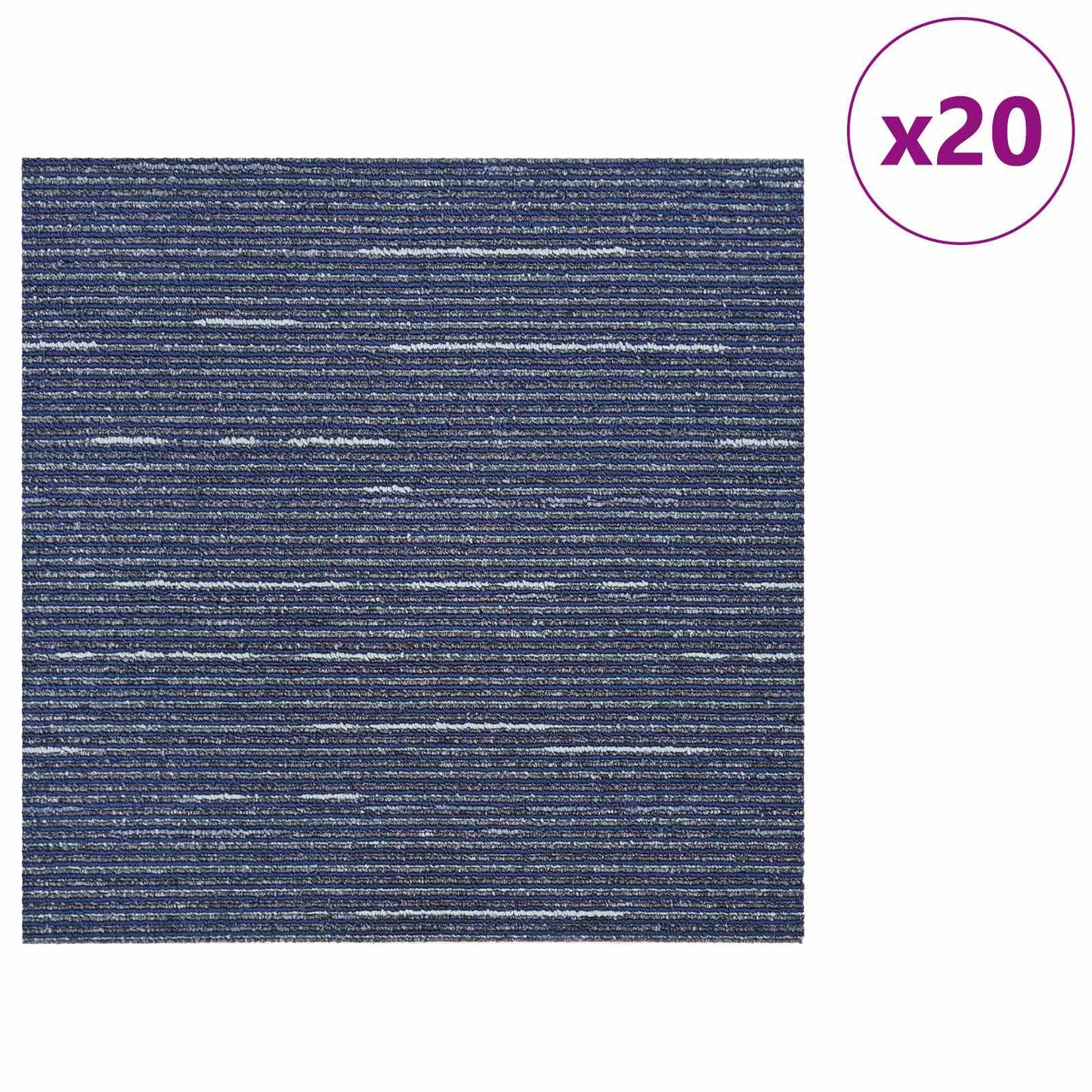 vidaXL Carpet Tile Striped Blue 50 x 50 cm 20 pcs PP and Bitumen