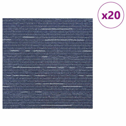 vidaXL Carpet Tile Striped Blue 50 x 50 cm 20 pcs PP and Bitumen