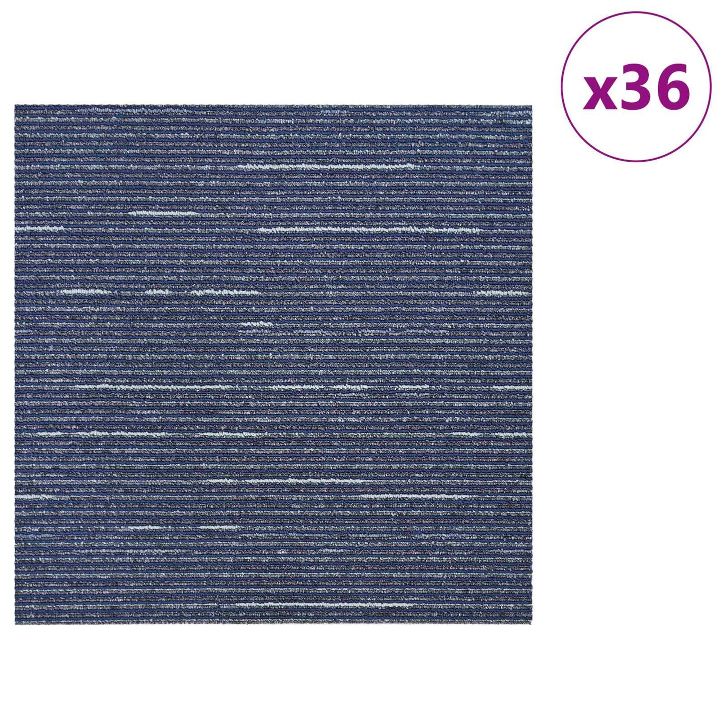 vidaXL Carpet Tile Striped Blue 50 x 50 cm 36 pcs PP and Bitumen