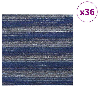 vidaXL Carpet Tile Striped Blue 50 x 50 cm 36 pcs PP and Bitumen