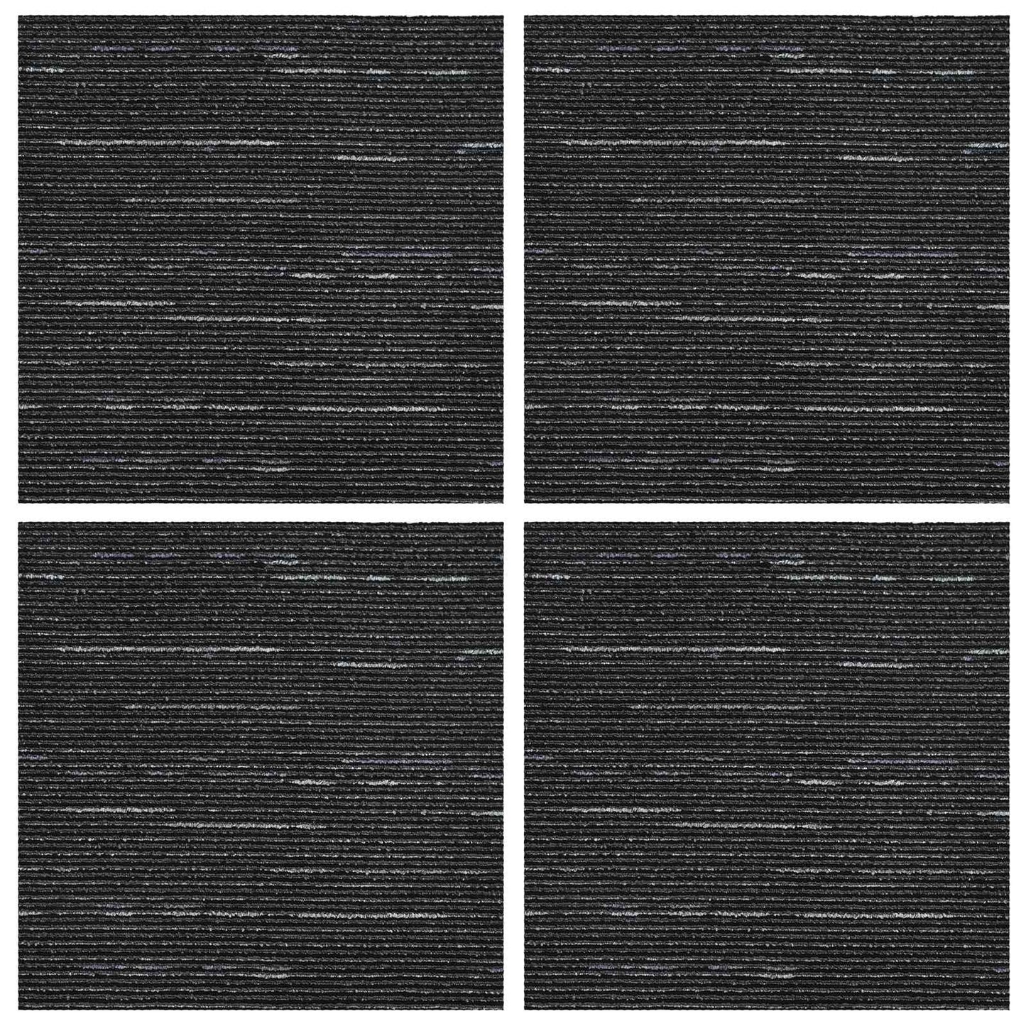 vidaXL Carpet Tile Striped Black 50 x 50 cm 4 pcs PP and Bitumen
