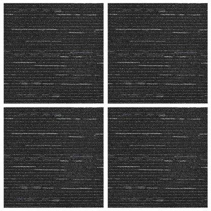 vidaXL Carpet Tile Striped Black 50 x 50 cm 4 pcs PP and Bitumen