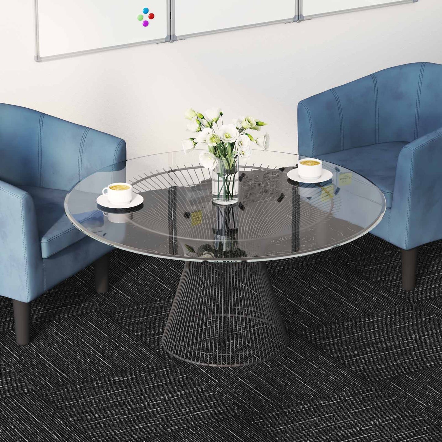vidaXL Carpet Tile Striped Black 50 x 50 cm 36 pcs PP and Bitumen