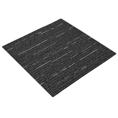 vidaXL Carpet Tile Striped Black 50 x 50 cm 36 pcs PP and Bitumen