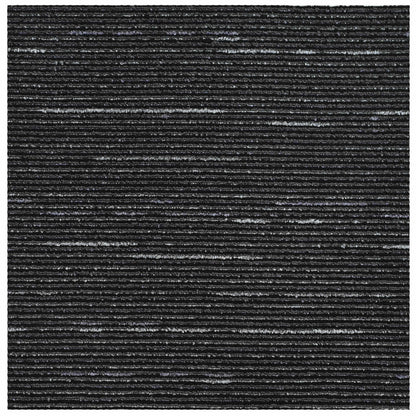 vidaXL Carpet Tile Striped Black 50 x 50 cm 36 pcs PP and Bitumen